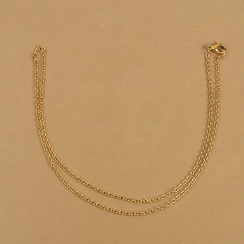 Chaine collier pour pendentif 40 cm ,50 cm, 60 cm, 70 cm, 75 cm, 80 cm, 85 cm, 90 cm, 95 cm en acier inoxydable anti allergique doré à l'or 画像 2