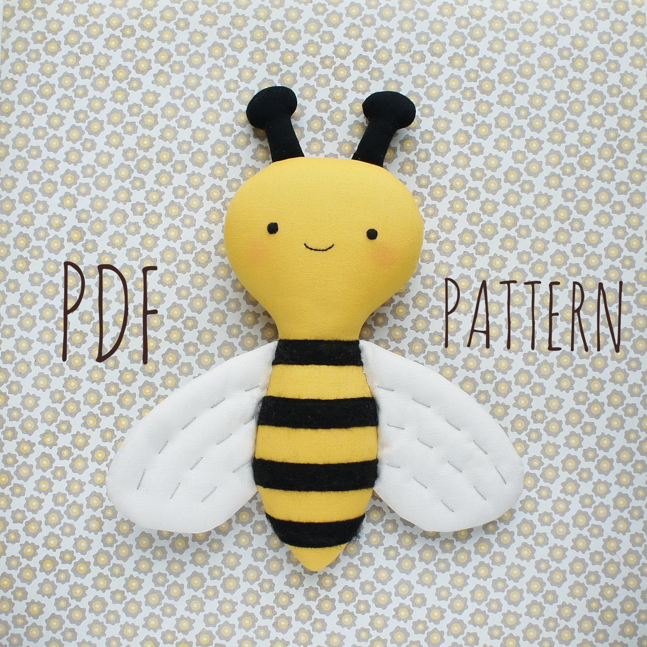 Honey bee plushie pattern PDF Cottagecore toy Insect sewing | Etsy