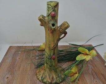 Large 10&quot;  Antique Weller Woodcraft Apple Orchard Fruit Tree Art Pottery Bud Vase ~  Made in the USA