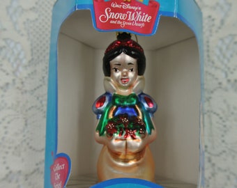 Vintage Schneewittchen und die sieben Zwerge im europäischen Stil geblasen Glas Ornament von Santa's Best