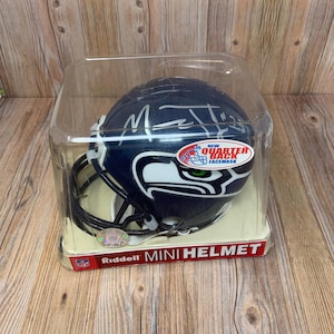 Riddell Inc Seattle Seahawks Autographed Mini Helmet #20 Maurice Morris and #23 Marcus Trufant ~ New Quarterback Facemask Edition