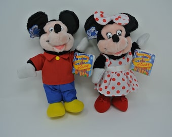 Vintage Applause Disney Mickey and Minnie Mouse 12" Plush Doll Set " Applause Presents the Enchantment of Disney"