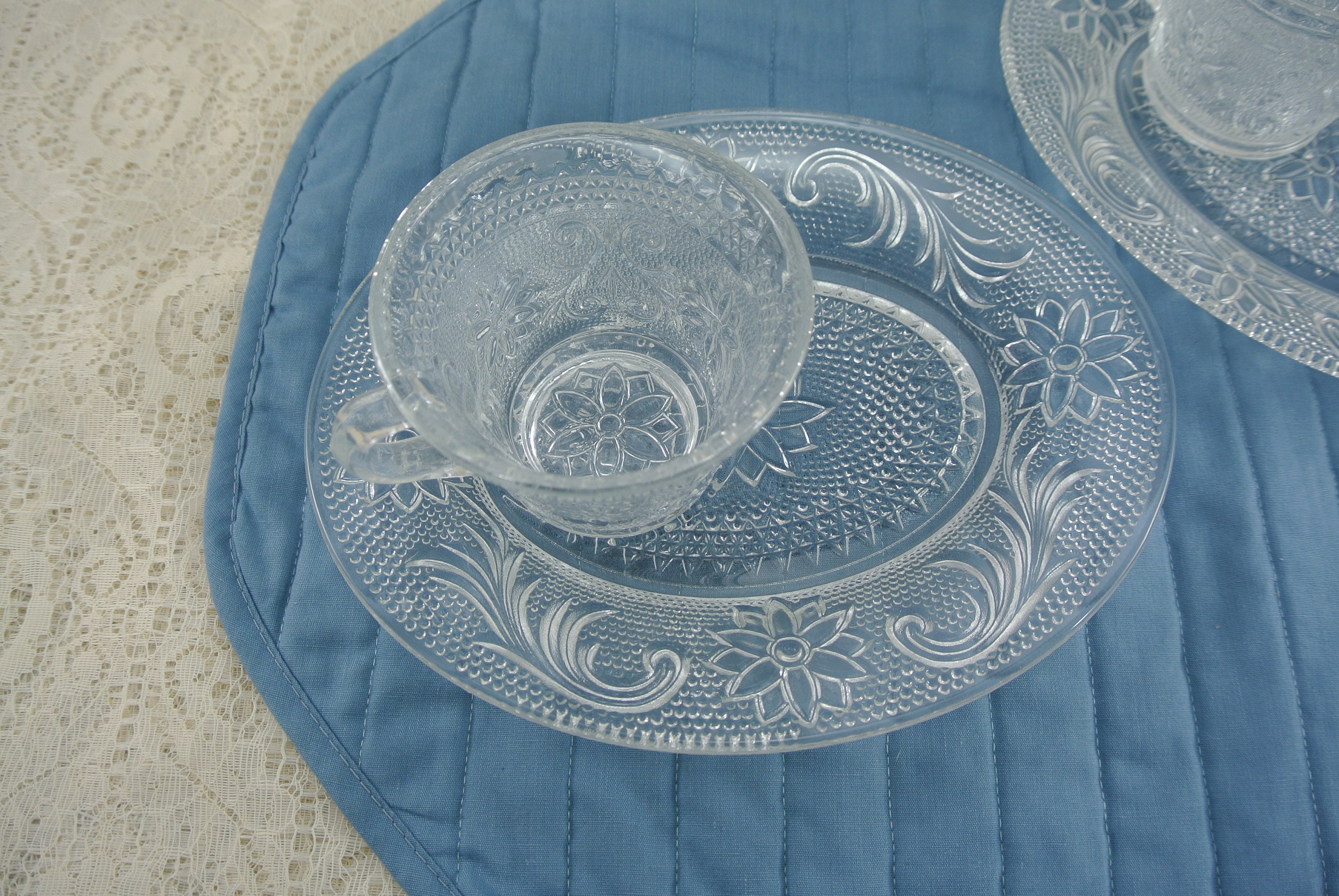 Collectible Tiara Indiana Glass Sandwich Pattern Clear Oval Etsy