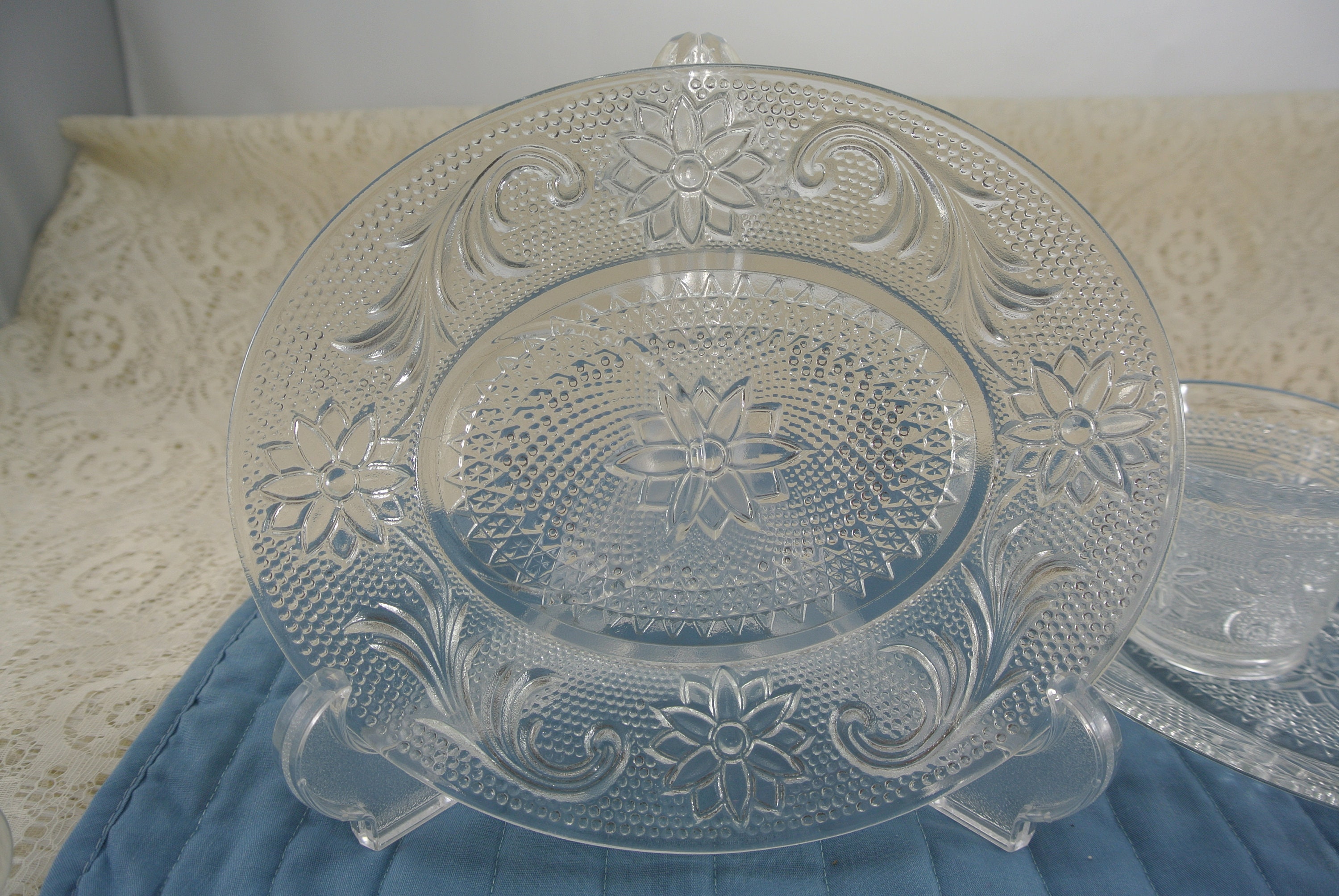 Collectible Tiara Indiana Glass Sandwich Pattern Clear Oval Etsy