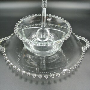 Vintage Imperial Candlewick Mayonnaise Service Set~ Divided Bowl ~Serving Plate with Handles ~ Serving Spoon