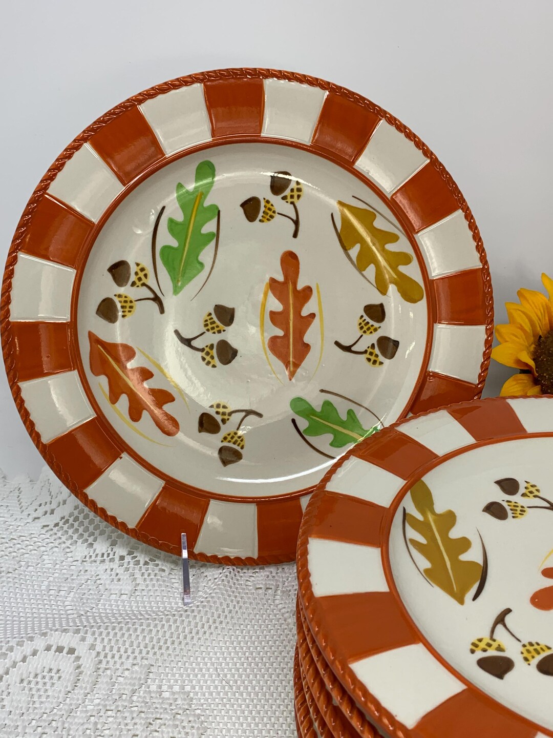 Set of THREE (3) Dinner Plate Temptations by Tara Old World Oak Leaf ...
