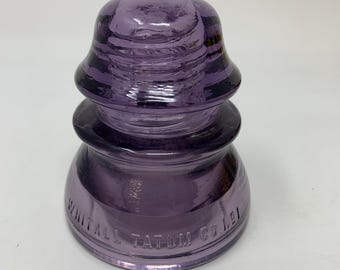 Aislador antiguo Whitall Tatum Co No 1, vidrio morado, fabricado en EE. UU. #16