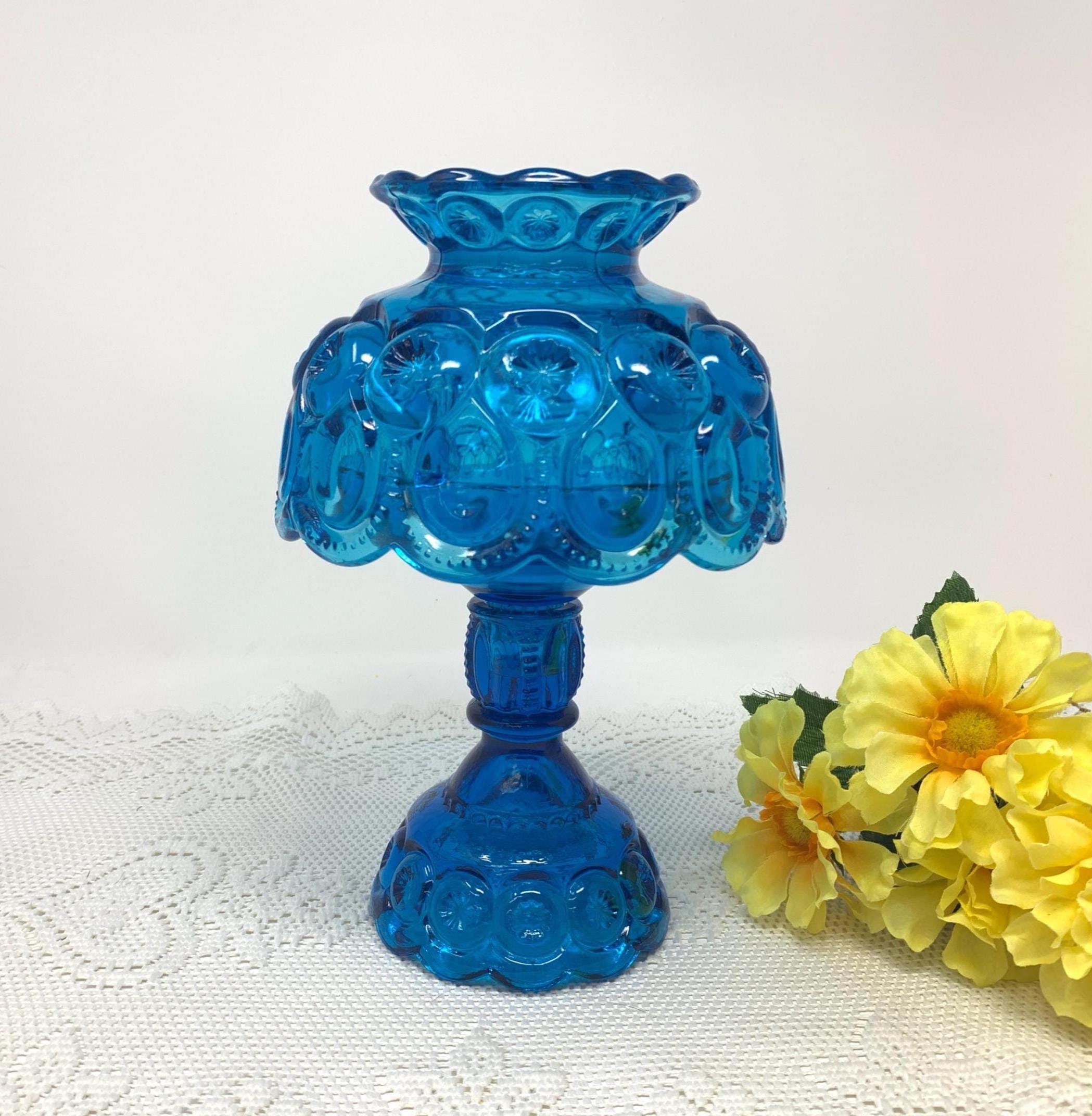 Rare L.E. Smith Colonial Teal Blue Moon and Stars 3 Piece Fairy