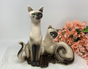 Lane & Co. Van Nuys 1958 Siamese Cat Table Lamp, California USA ~ Green Eyes