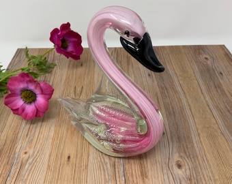 ヴィンテージアートガラスグリーンダックスワンフィギュアゴージャスで