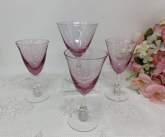 1950's Tiffin-franciscan Pink Wistaria One Water Goblet /three