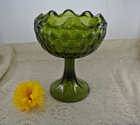 Pressed Glass Ruffled Bowl or Candy Dish