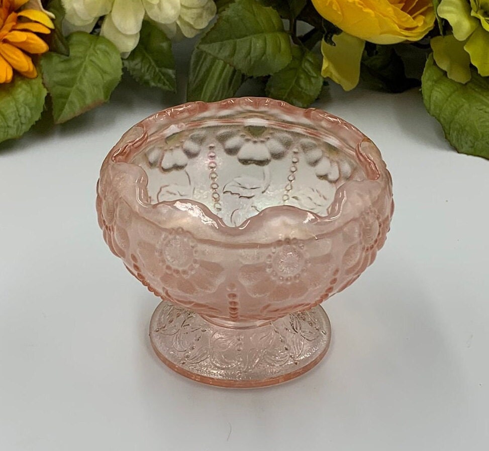 ヴィンテージ ピンク オパールセント フェントン 脚付きコンポート
