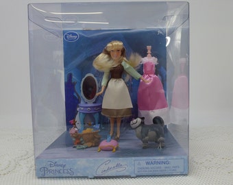 Vintage Disney Princess Mini Cinderella playset with Lucifer, Mice, Extra Dress and Slipper Disney Store Collection