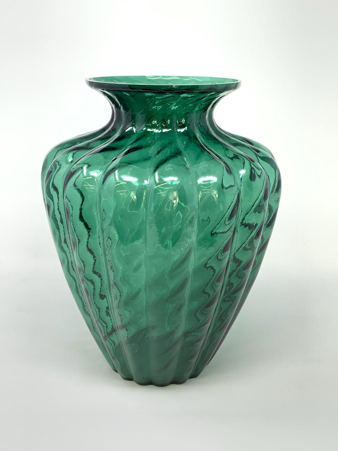 Vintage Large 1970's Heavy Hand-blown Art Glass Diamond Optic