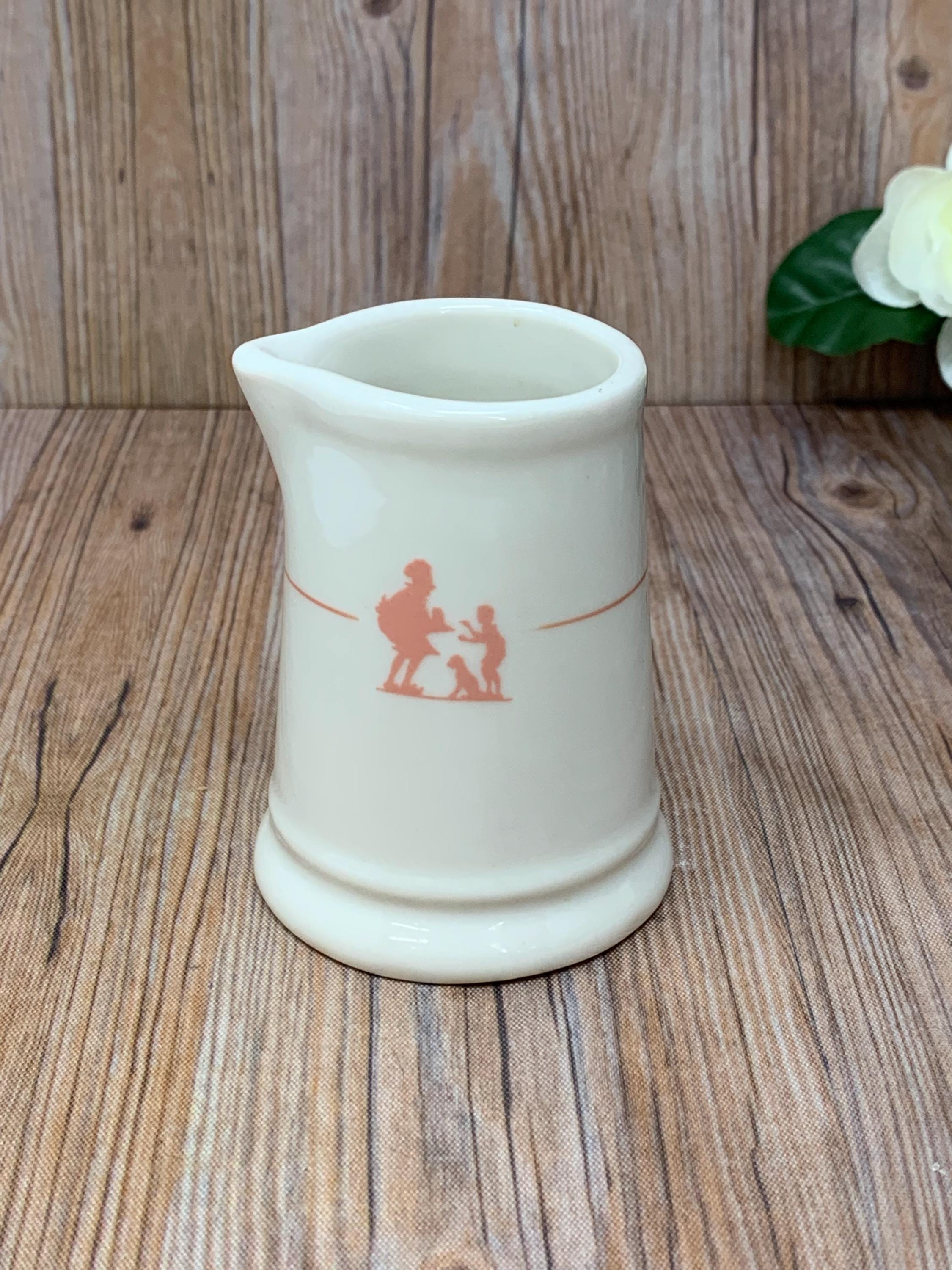 Vintage Howard Johnson's Pink Simple Simon/Pie Man Logo Shenango China Restaurant China Syrup Pitcher - 1950/60's ~ Made in the USA