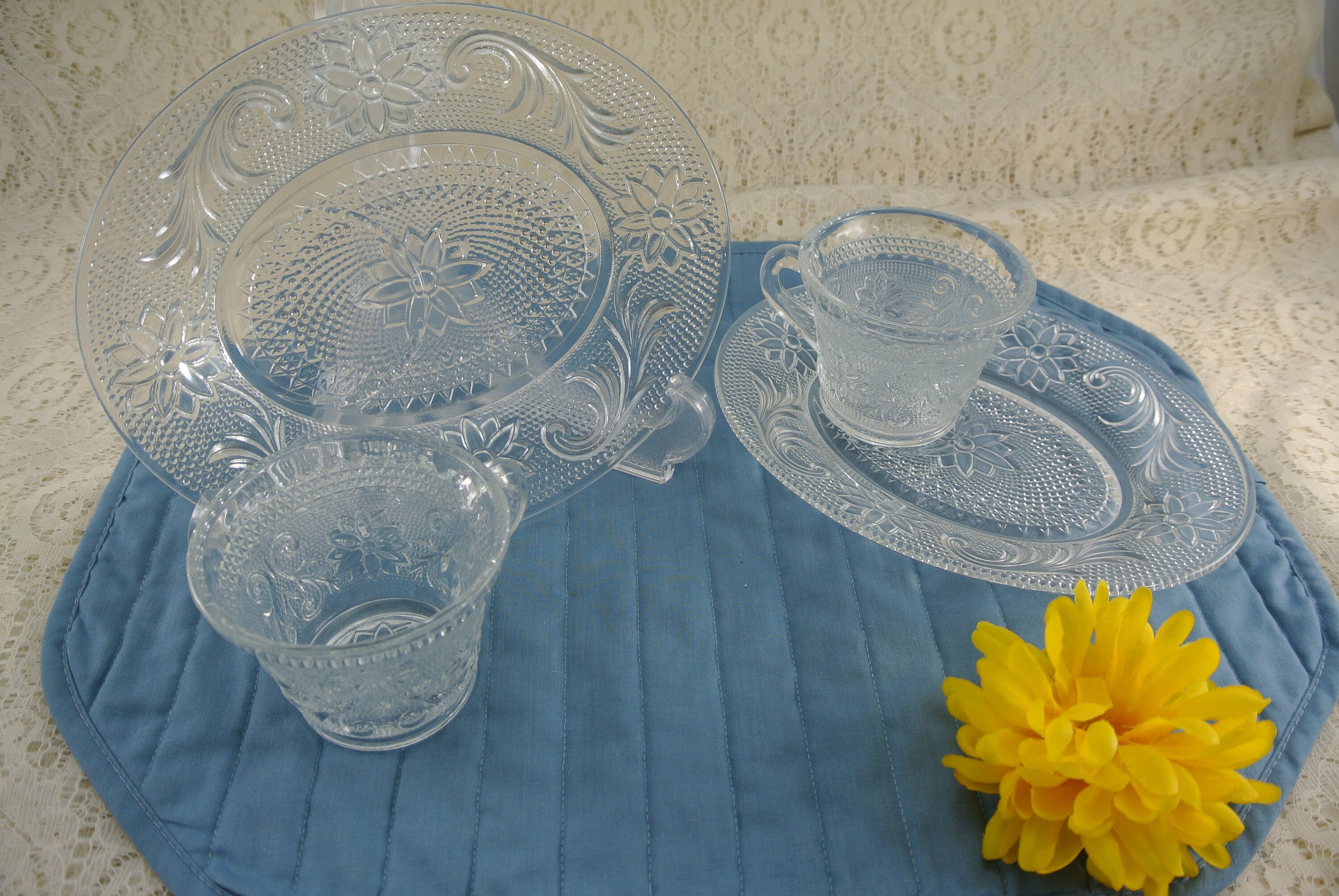 Collectible Tiara Indiana Glass Sandwich Pattern Clear Oval Etsy