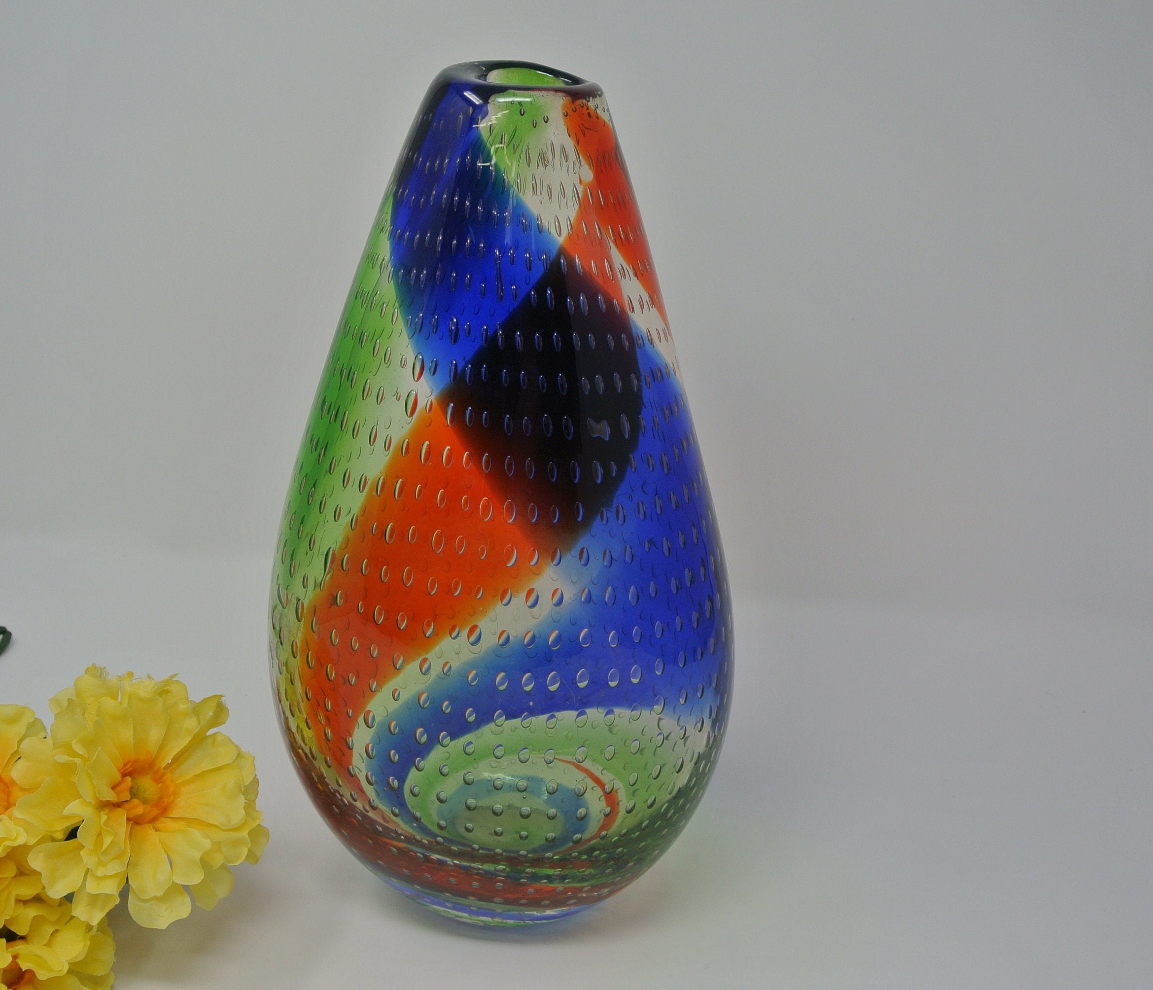 ヴィンテージ ムラーノ ブリカンテ 気泡 バブル アートガラス フラワーベース Murano Bubble Vase - Etsy