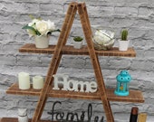 Vintage 3Tier home ladder shelving storage display unit bookcase stand plant shelf