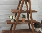Vintage 4Tier ladder shelving storage display unit bookcase stand plant shelf