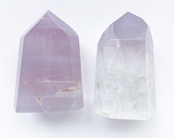 Large Lavender Fluorite Crystal Points 85-96 g., 2” inches + Milky, Semi-Opaque Silvery Yttrium Florite - Hand Selected for Beauty and Form