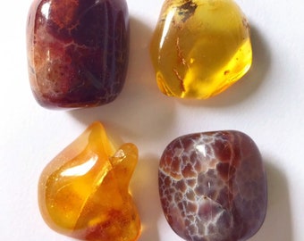 Exquisite Polished Mexican Fire Agate and Lithuanian Amber Crystal Sets- 2 piece set- You pick!