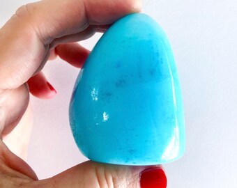 Large Blue Aragonite Free Form- very pure bright turquoise aragonite 314g/ 11oz/ .69lb