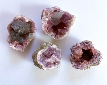 Pink Amethyst Geode Crystal Clusters from Choique Mine, Argentina- some with clear quartz/ smokey quartz- Rosé All Day! (see description :)