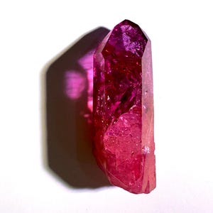 Large Bicolor Aura Quartz Crystal- High Quality, Genuine Natural Crystal Point vacuum bonded with Indium, Gold and Silver. 2.75”