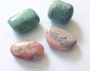 Lovely freckled Ruby in Fuchsite and creamy Peruvian Pink Opal Crystal Sets- 2 pc set- You pick!