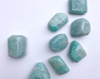 Pretty Soft Blue Green Amazonite from India- Large to Medium Size- Smooth Tumbled and Polished- Crystal Grid Supplies- 100 grams- You Pick!