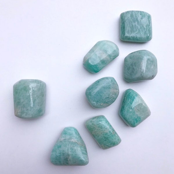 Pretty Soft Blue Green Amazonite from India- Large to Medium Size- Smooth Tumbled and Polished- Crystal Grid Supplies- 100 grams- You Pick!