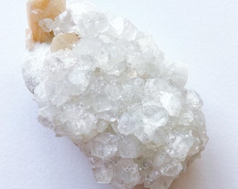 Sparkling Silvery Apophyllite Crystal Cluster with Stilbite on Calcite from India- Absolutely Stunning Mineral Specimen!