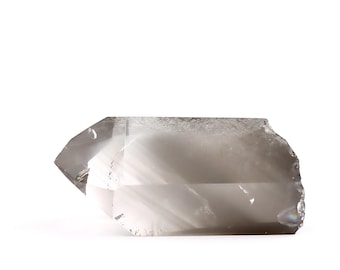 Gray grey Lithium Included Natural Quartz Point- very unique and beautiful thunderstorm striations