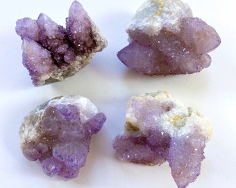Glittery Violet Amethystine Spirit Cactus Quartz Clusters