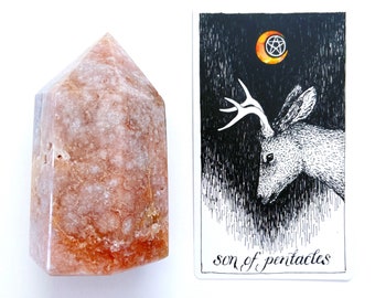 Large .71 lb Pink Amethyst Tower with Sunburst Citine Geodes- Argentina- 322g