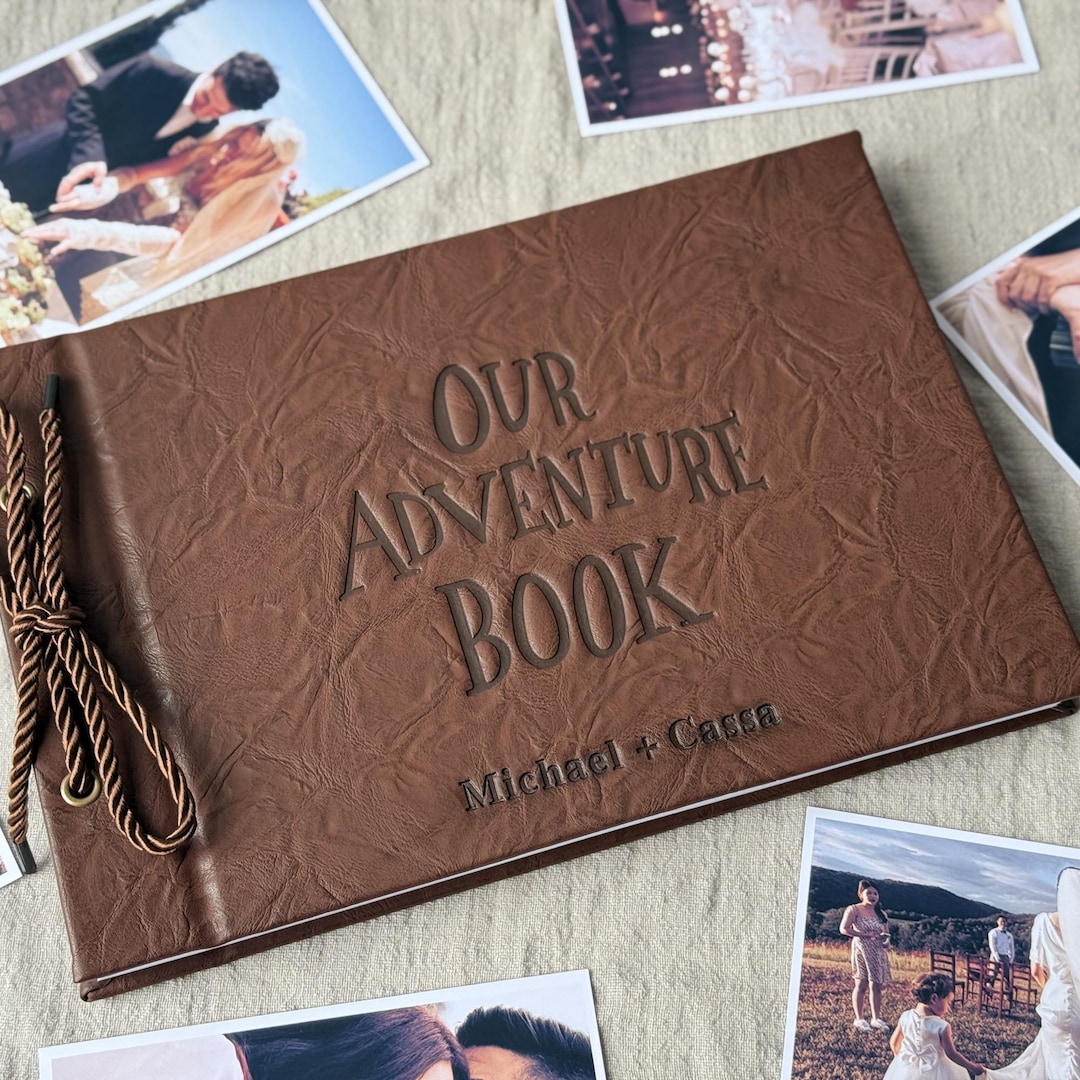Personalized Our Adventure Book, Custom Photo Album, PU Leather Scrapbook, Gift for Him Her