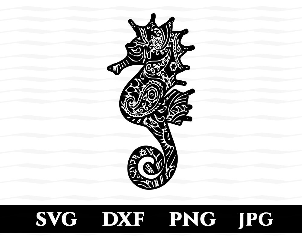 Download Paisley Seahorse Svg Dxf Png Cut File For Silhouette Cameo Etsy