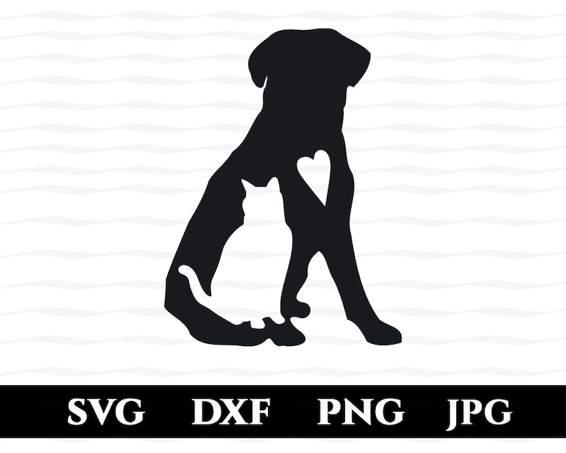 Download Dog and Cat Love Silhouette SVG Dog Cat and Heart Animal ...