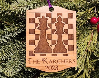 COMBO Chess Christmas Ornament - Customized - Personalized - Wood - Laser