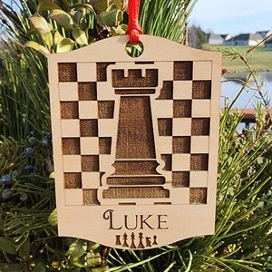 ROOK Chess Christmas Ornament Customized Personalized Wood Laser image 4