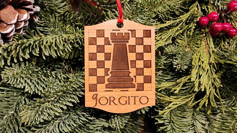 ROOK Chess Christmas Ornament Customized Personalized Wood Laser image 1