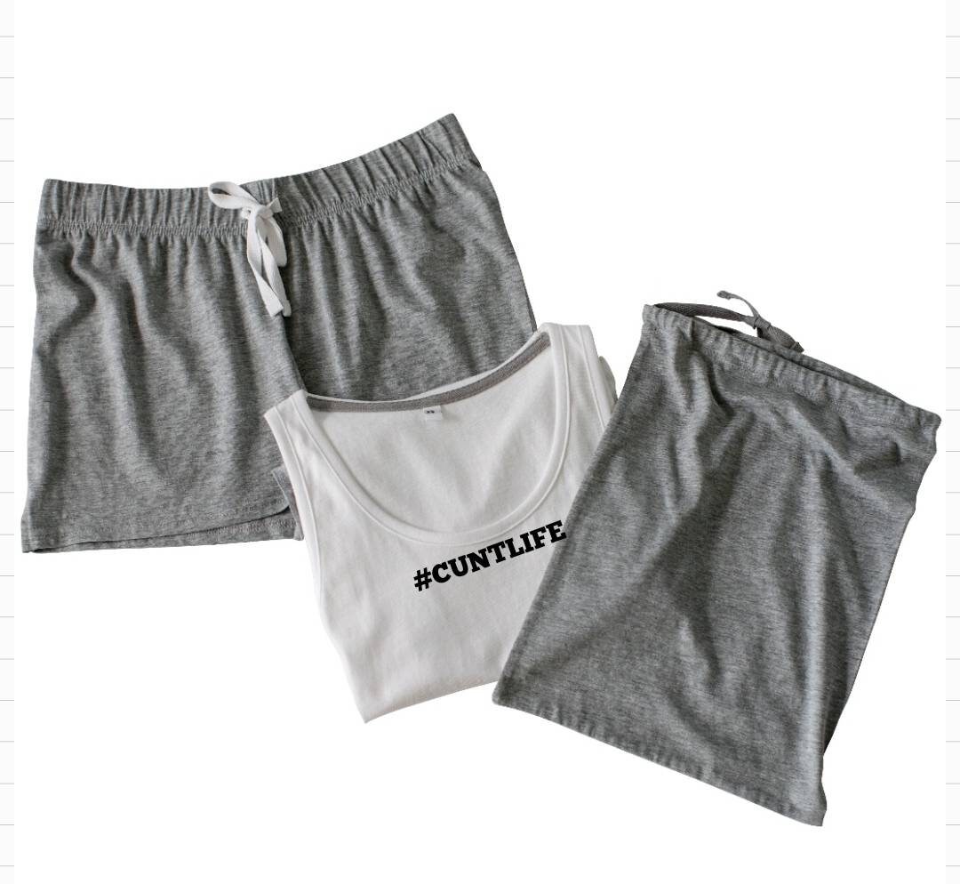 Image of Adult Humour . Pj Set. Shorts & Vest Top. Bag