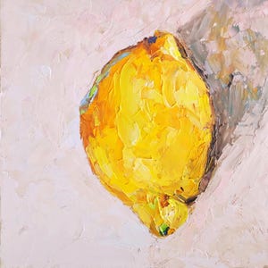Zitrone Ölgemälde Essen Original Art Citrus Küche Kunstwerk Impasto Ölgemälde 6 mal 6 Stillleben Gemälde von Nataliaroladen