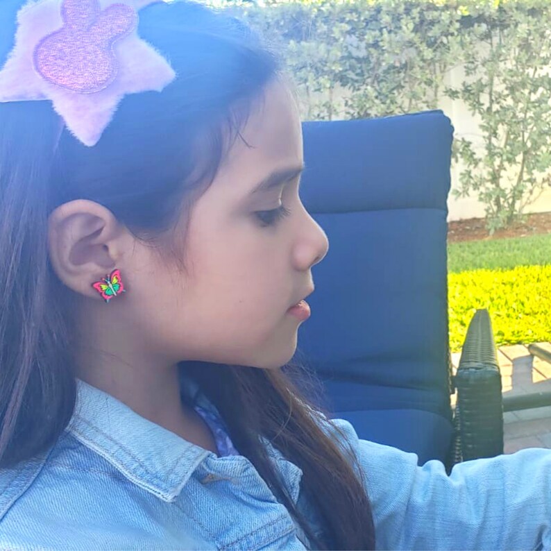 gift for her Handmade Jewelry Butterfly Wooden Stud Earrings for Girls wHypoallergenic silicone Posts handpainted perfect gift
