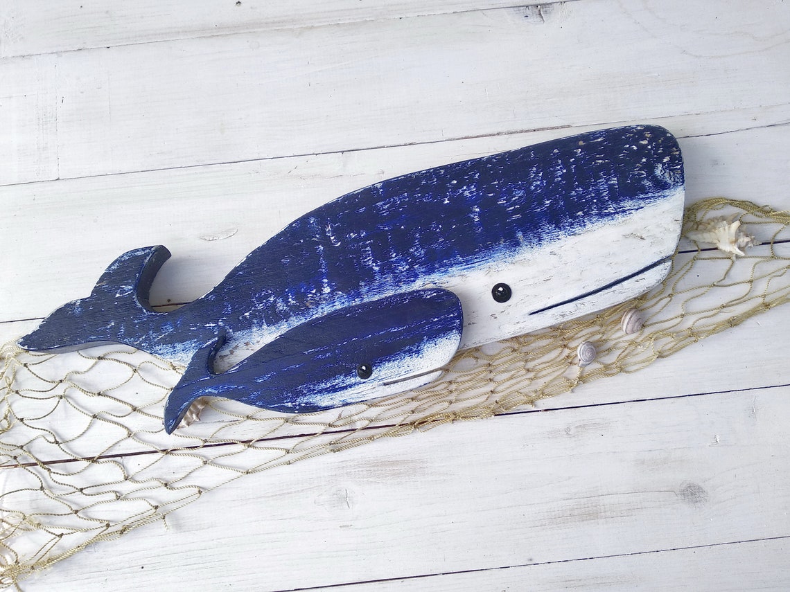 Wooden whale 17 Long Wood Whale Wall Art Decor Carved Etsy