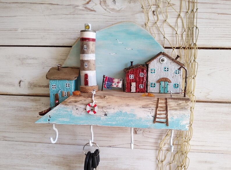 Wood Key Rack Driftwood Cottage Farmhouse Decor Driftwood Etsy