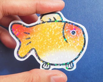 Holographic Goldfish Sticker: Waterproof Vinyl Decal for Laptop, Water Bottle