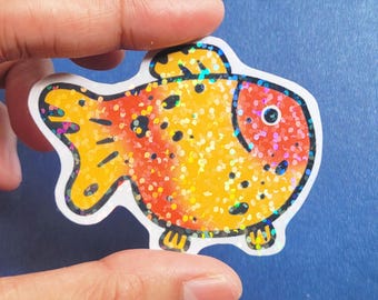 Holographic Goldfish Vinyl Sticker: Waterproof Laptop Decal