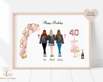 40th Birthday Personalised Print, 40th Birthday gift for her, 40th Birthday Gifts, 40th Birthday Print, 40th Birthday Ideas for Women,
